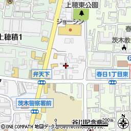 大阪府茨木市上穂東町周辺の地図