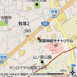 ジャパン箕面店周辺の地図