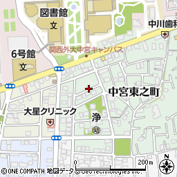 大阪府枚方市中宮東之町12周辺の地図