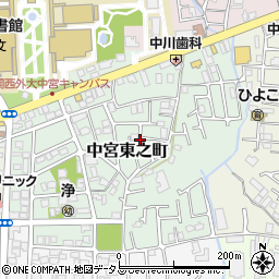 大阪府枚方市中宮東之町9周辺の地図