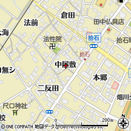 愛知県蒲郡市拾石町中屋敷周辺の地図