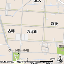 愛知県西尾市一色町治明（九平山）周辺の地図