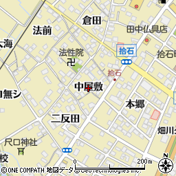 愛知県蒲郡市拾石町（中屋敷）周辺の地図