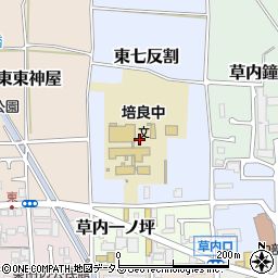 京都府京田辺市東七反割周辺の地図