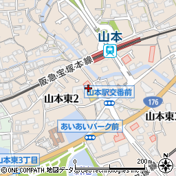 関西みらい銀行山本駅前プラザ周辺の地図
