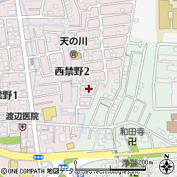 大阪府枚方市西禁野2丁目31周辺の地図
