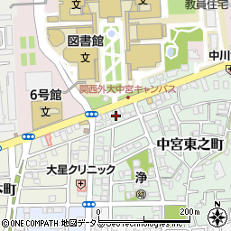大阪府枚方市中宮東之町14周辺の地図