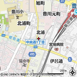 愛知県豊川市古宿町北浦周辺の地図