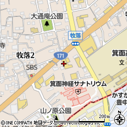 西日本三菱箕面店周辺の地図