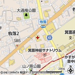 西日本三菱箕面店周辺の地図