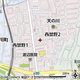 大阪府枚方市西禁野周辺の地図