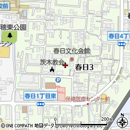 大阪府茨木市春日周辺の地図
