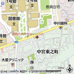 大阪府枚方市中宮東之町15周辺の地図