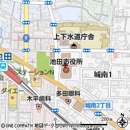 池田市役所市長公室　広聴文書課・市民相談周辺の地図