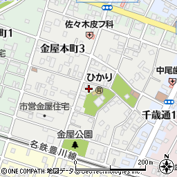 愛知県豊川市金屋本町周辺の地図