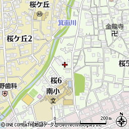 大阪府箕面市桜6丁目1-17周辺の地図
