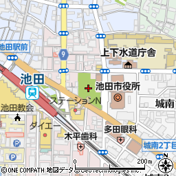 池田駅前公園周辺の地図