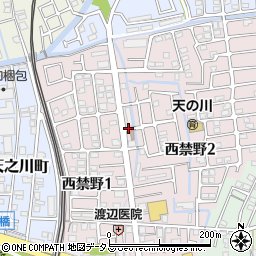 大阪府枚方市西禁野2丁目8周辺の地図