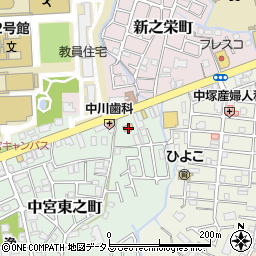 大阪府枚方市中宮東之町21周辺の地図