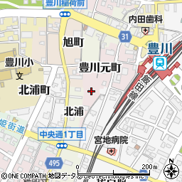 愛知県豊川市豊川元町88周辺の地図