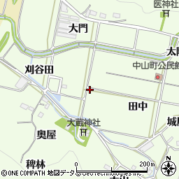 愛知県豊橋市石巻中山町田中周辺の地図