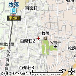 大阪府箕面市百楽荘2丁目周辺の地図