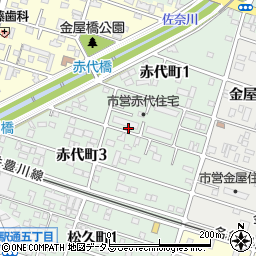 愛知県豊川市赤代町周辺の地図