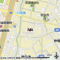 愛知県豊川市牧野町（五反）周辺の地図