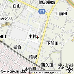 愛知県蒲郡市豊岡町中村周辺の地図