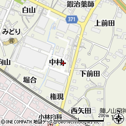 愛知県蒲郡市豊岡町（中村）周辺の地図