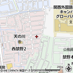 大阪府枚方市西禁野2丁目25周辺の地図
