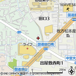 服部織物枚方工場周辺の地図