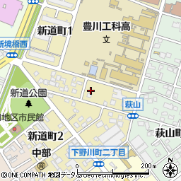 愛知県豊川市新道町1丁目周辺の地図