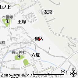 愛知県西尾市吉良町友国（奥入）周辺の地図
