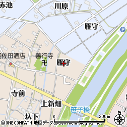 愛知県西尾市笹曽根町雁守周辺の地図