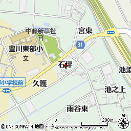 愛知県豊川市三谷原町石坪周辺の地図