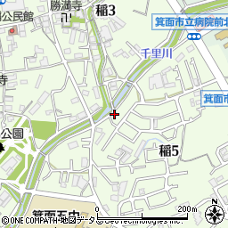 大阪府箕面市稲周辺の地図
