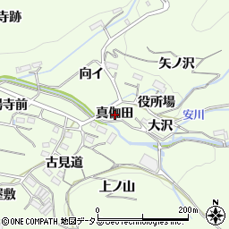 愛知県豊橋市石巻中山町真伽田周辺の地図