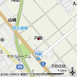 愛知県豊川市白鳥町穴田周辺の地図