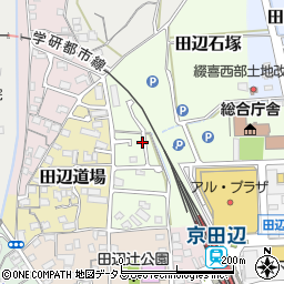京都府京田辺市田辺波風周辺の地図