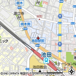 大阪府池田市栄町周辺の地図
