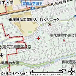 兵庫県川西市南花屋敷4丁目21周辺の地図