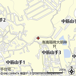 兵庫県宝塚市中筋山手周辺の地図