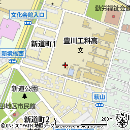 愛知県豊川市新道町周辺の地図