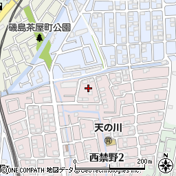 大阪府枚方市西禁野2丁目14周辺の地図