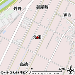 愛知県西尾市吉良町下横須賀池田周辺の地図