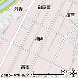 愛知県西尾市吉良町下横須賀（池田）周辺の地図