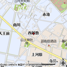 愛知県西尾市笹曽根町西屋敷周辺の地図