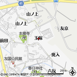 愛知県西尾市吉良町友国王塚周辺の地図