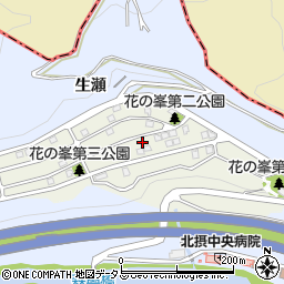 兵庫県西宮市花の峯周辺の地図